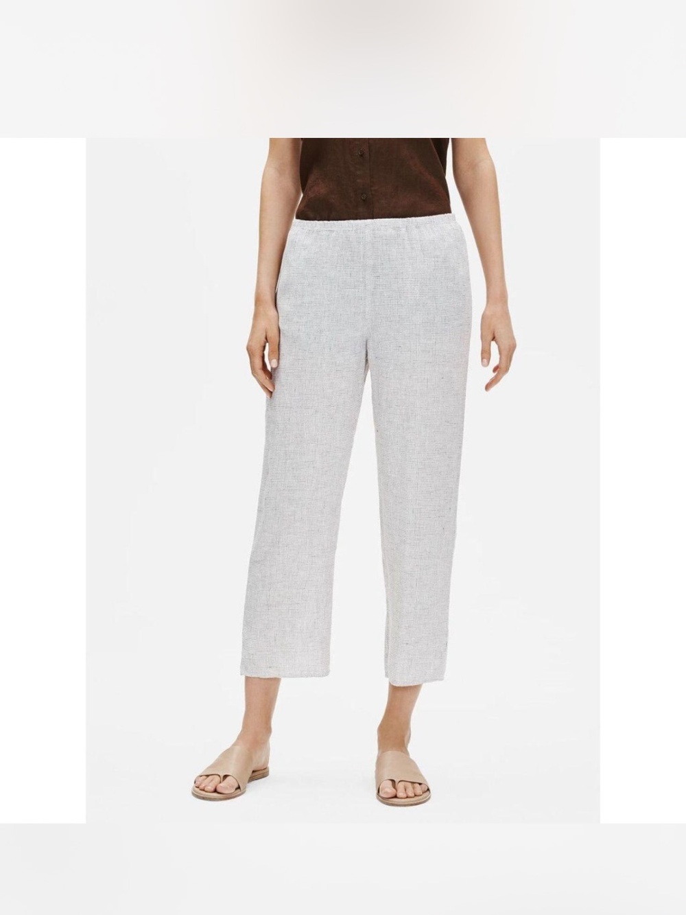 eileen fisher Organic Linen Check Pant